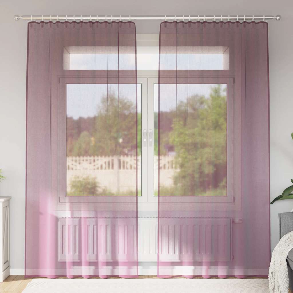 Voile-verhot tankotaskuilla 2 kpl violetti