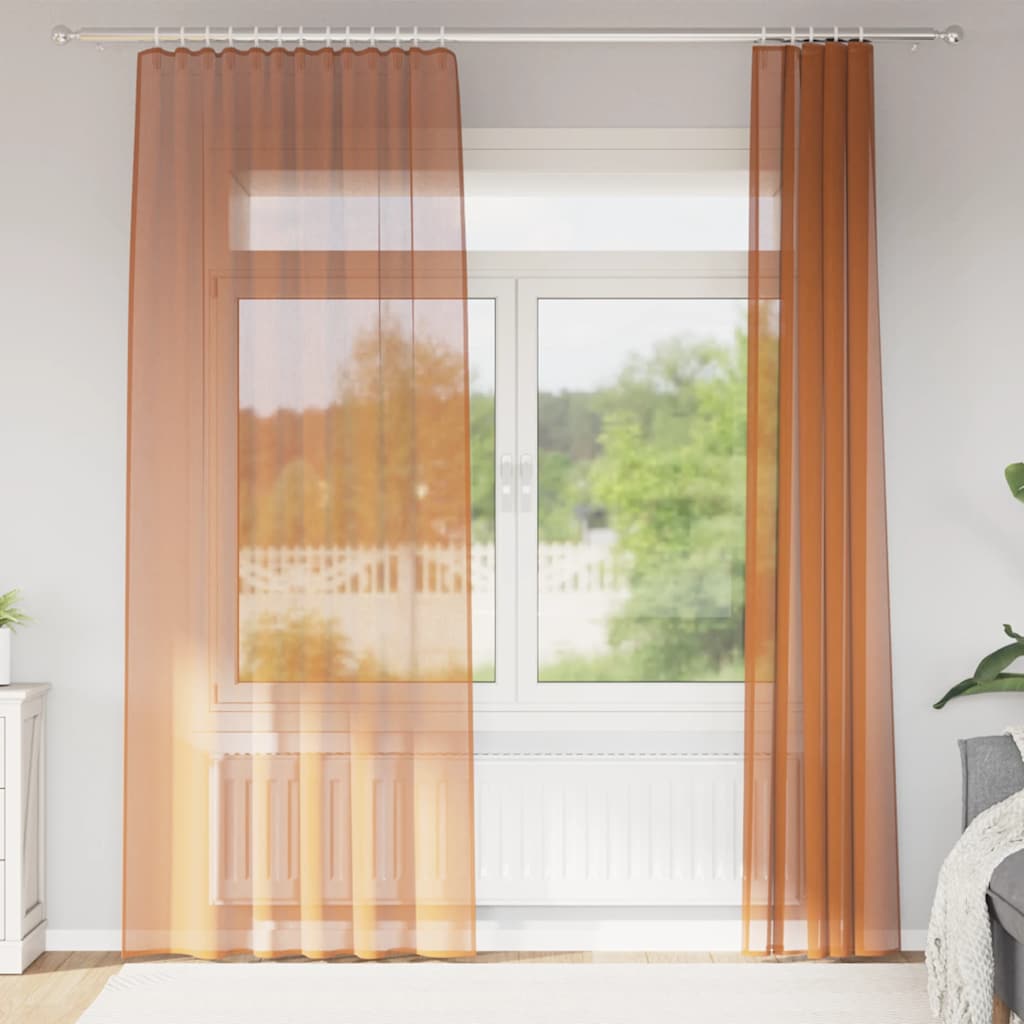 Voile-verhot tankotaskuilla 2 kpl terrakotta