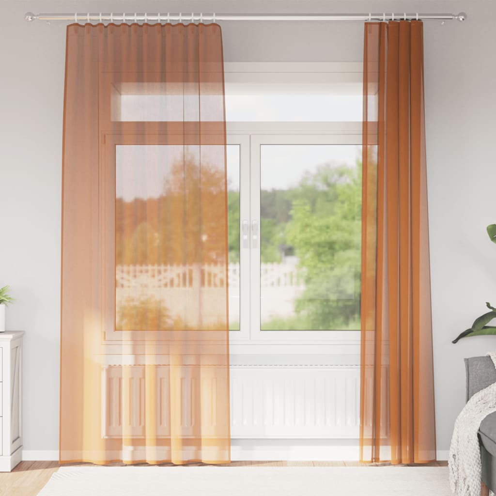Voile-verhot tankotaskuilla 2 kpl terrakotta