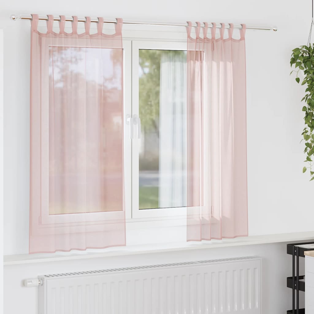 Voile-verhot lenkeillä 2 kpl vaaleanpunaiset 140x140 cm