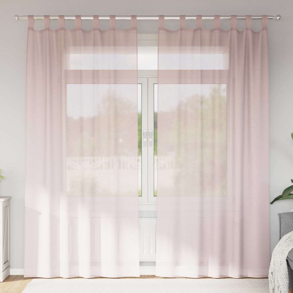 Voile-verhot lenkeillä 2 kpl vaaleanpunaiset 140x245 cm