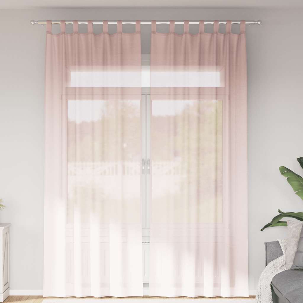 Voile-verhot lenkeillä 2 kpl vaaleanpunaiset 140x260 cm