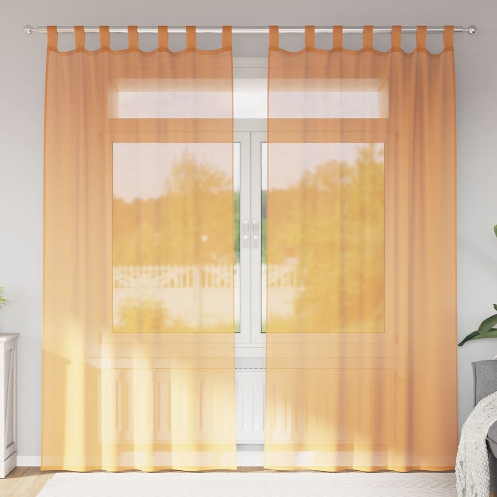 Voile-verhot lenkeillä 2 kpl oranssi 140x225 cm
