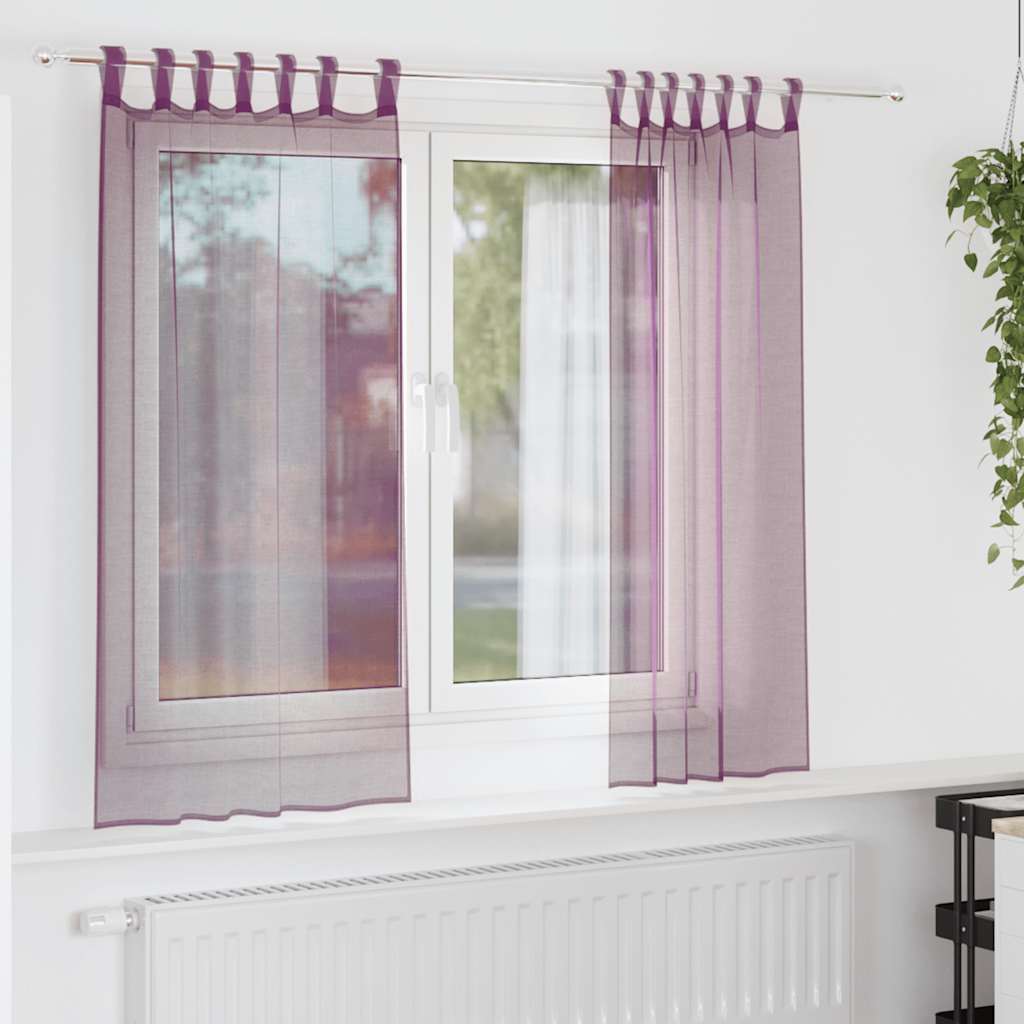 Voile-verhot lenkeillä 2 kpl violetti 140x175 cm