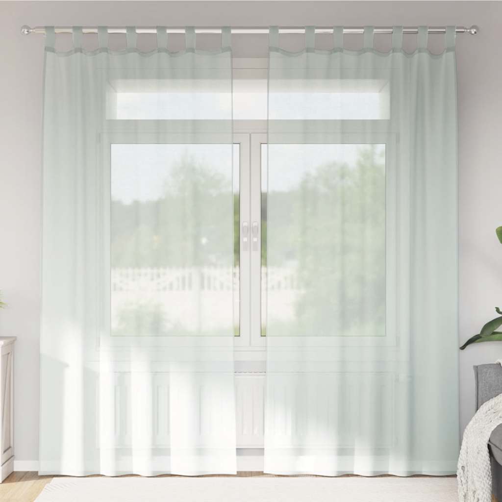 Voile-verhot lenkeillä 2 kpl vaaleanharmaa 140x225 cm