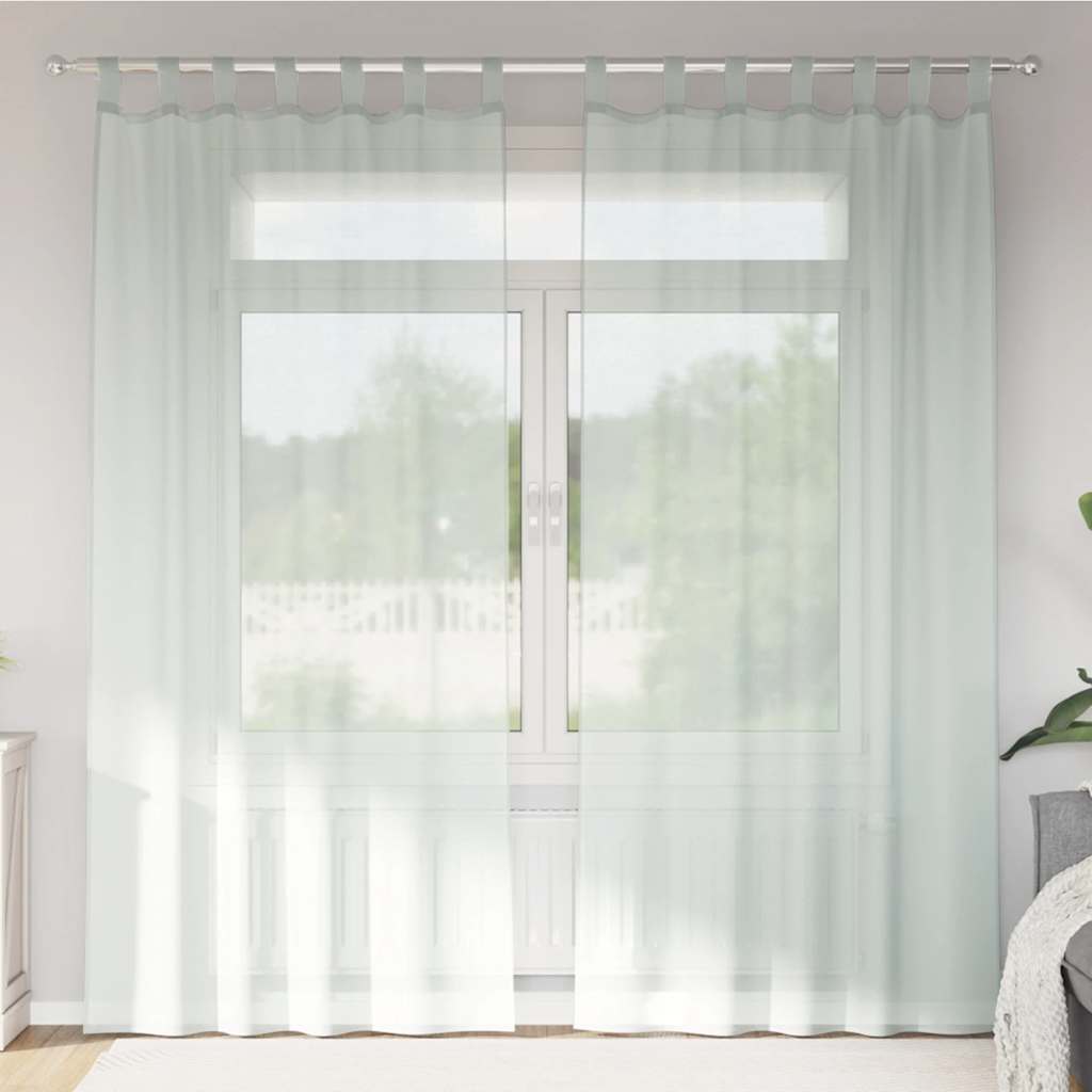 Voile-verhot lenkeillä 2 kpl vaaleanharmaa 140x245 cm