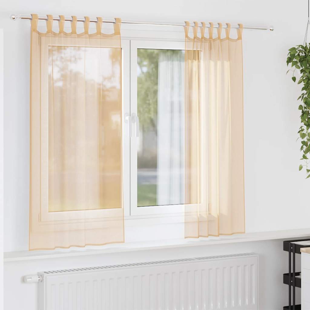 Voile-verhot lenkeillä 2 kpl hiekka 140x140 cm
