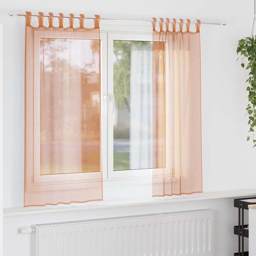 Voile-verhot lenkeillä 2 kpl terrakotta 140x175 cm
