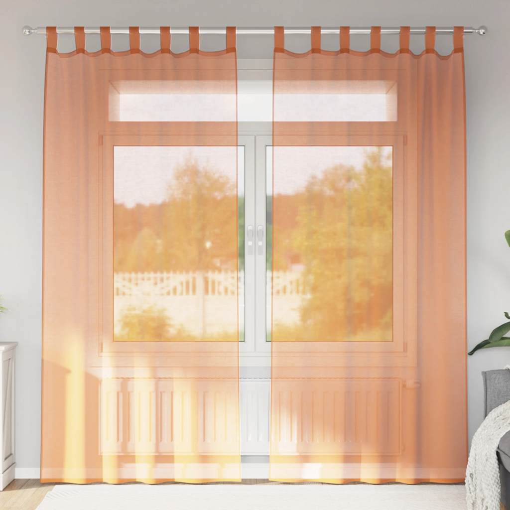 Voile-verhot lenkeillä 2 kpl terrakotta 140x225 cm
