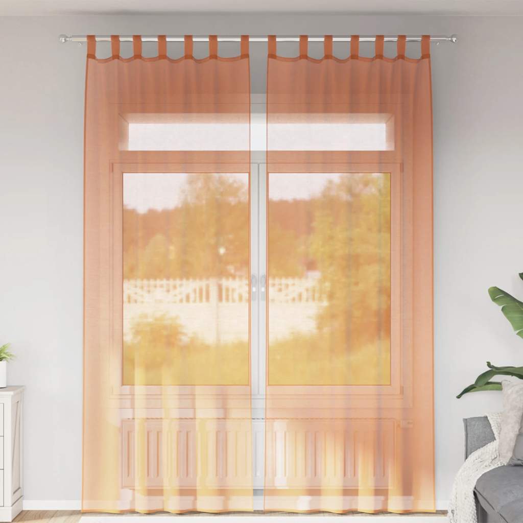 Voile-verhot lenkeillä 2 kpl terrakotta 140x260 cm