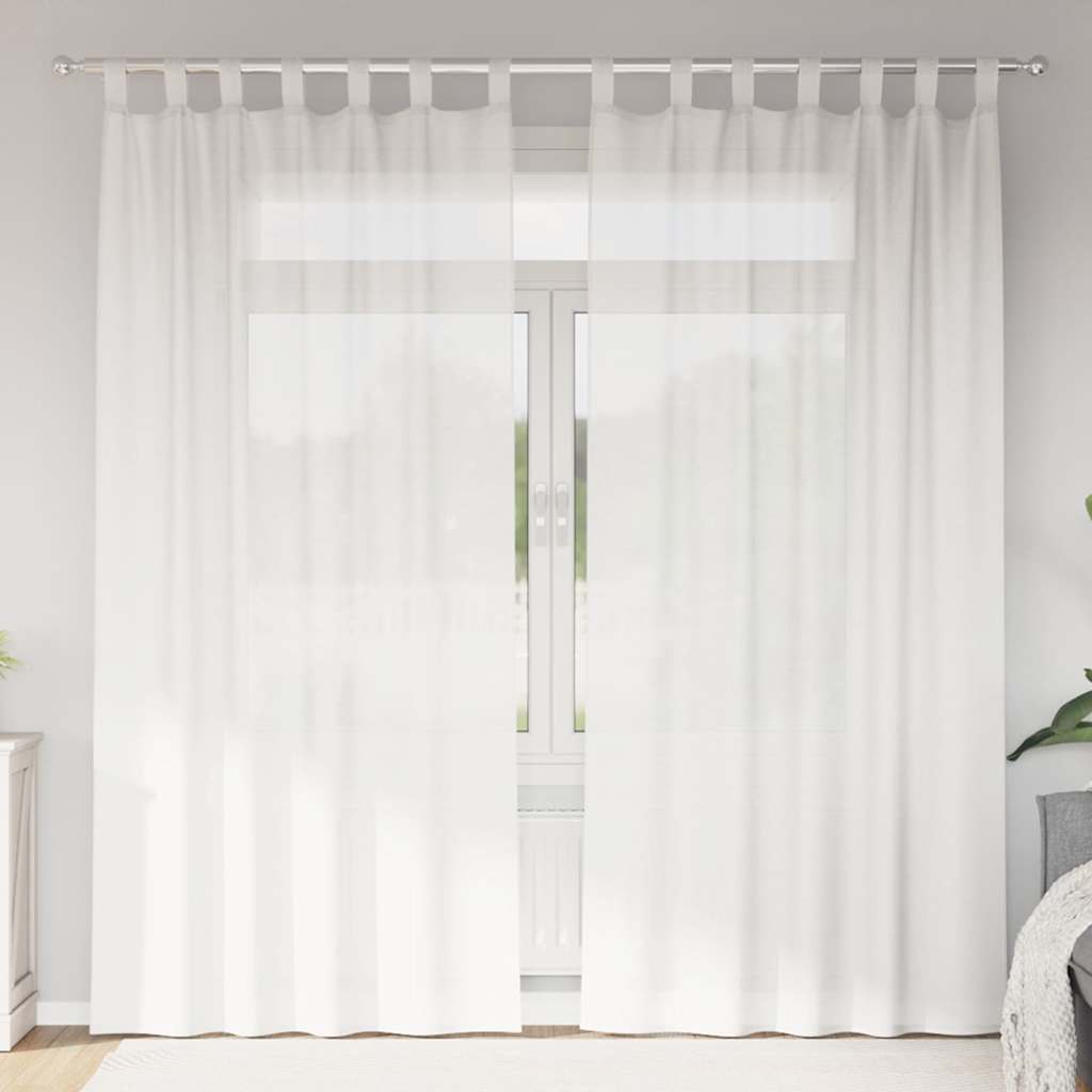 Voile-verhot lenkeillä 2 kpl valkoinen 140x245 cm