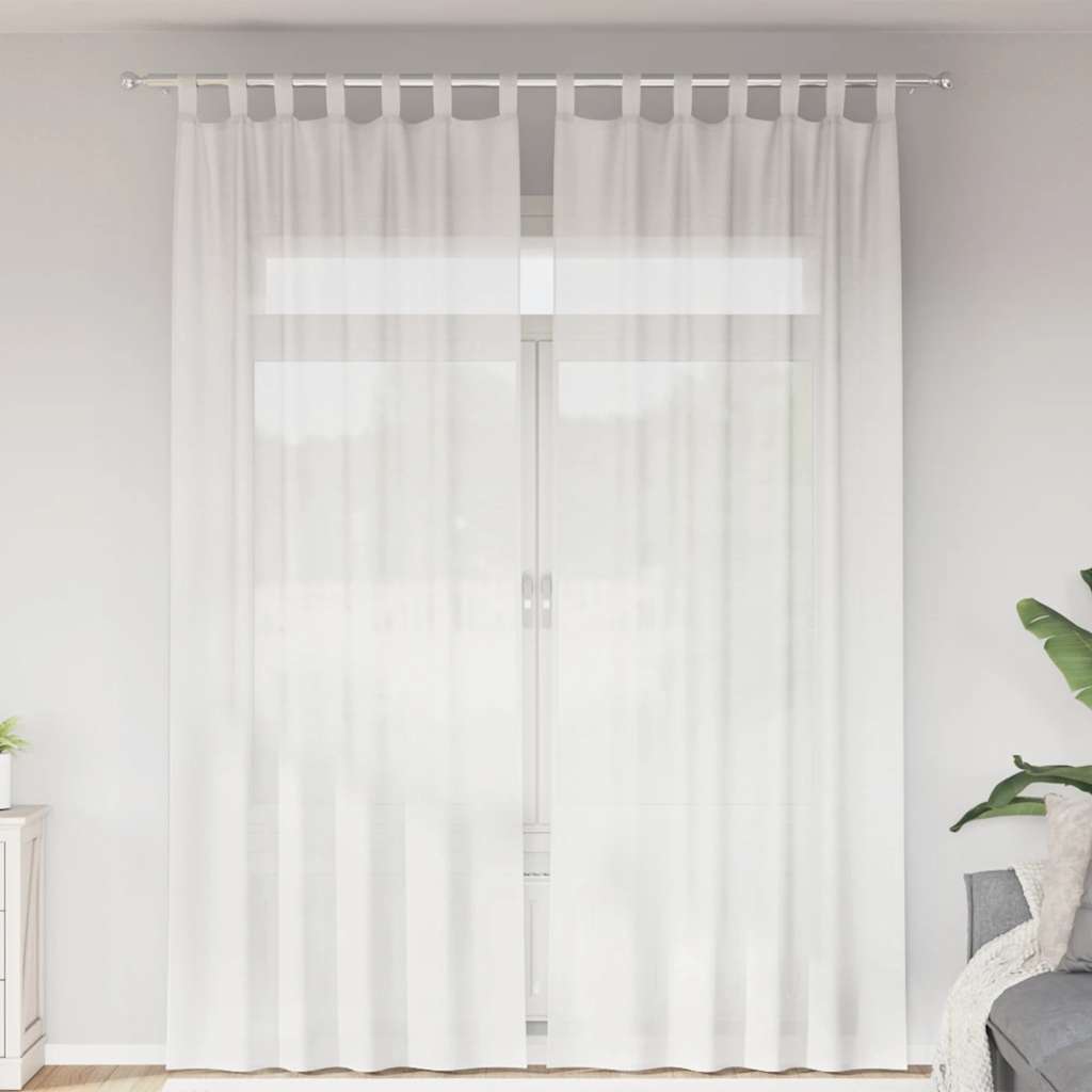 Voile-verhot lenkeillä 2 kpl valkoinen 140x260 cm