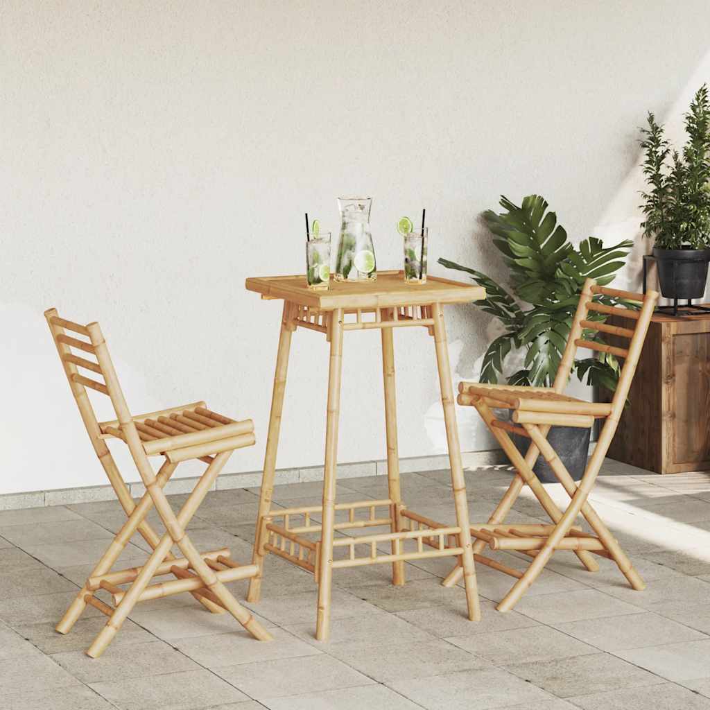 3-osainen ulkobaariryhmä kokoontaitettava bambu