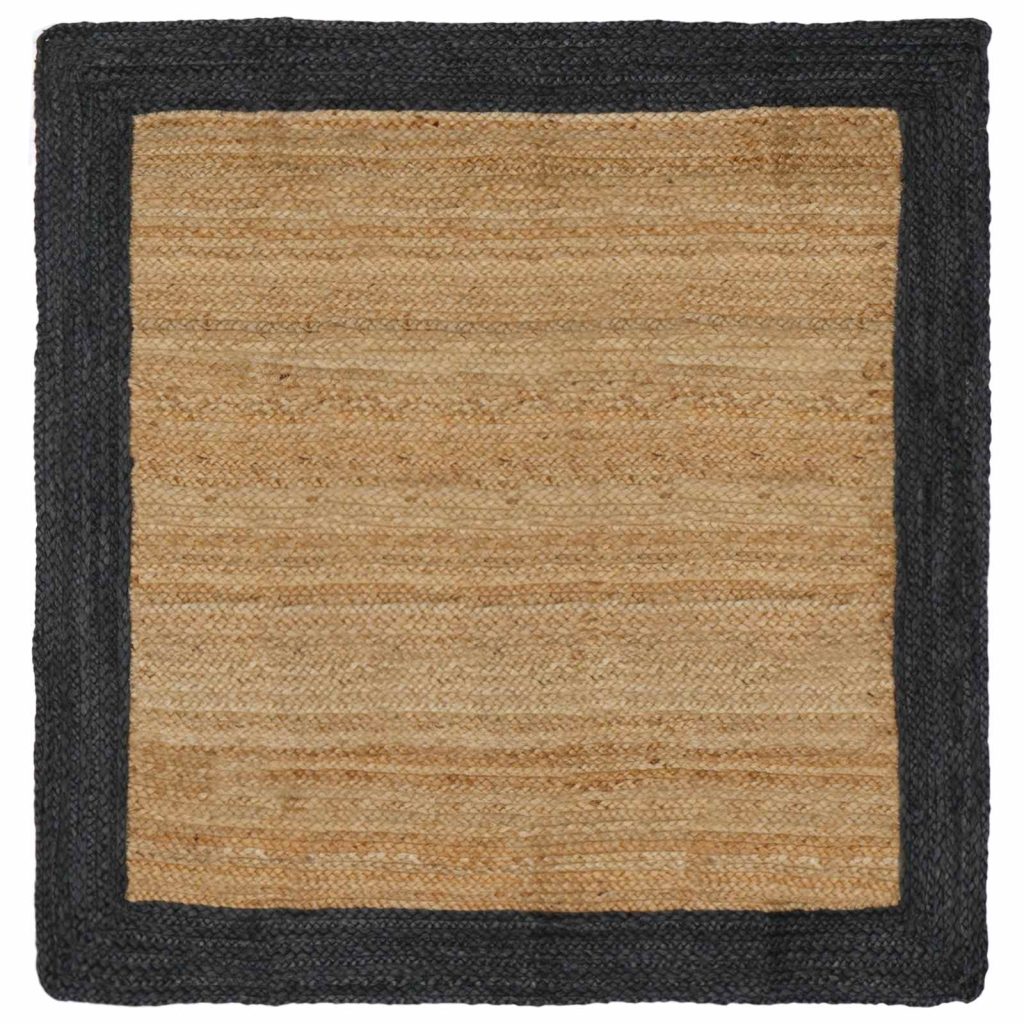 Alue matot Luonnollinen ja tummanharmaa 120 x 120 cm Juutti