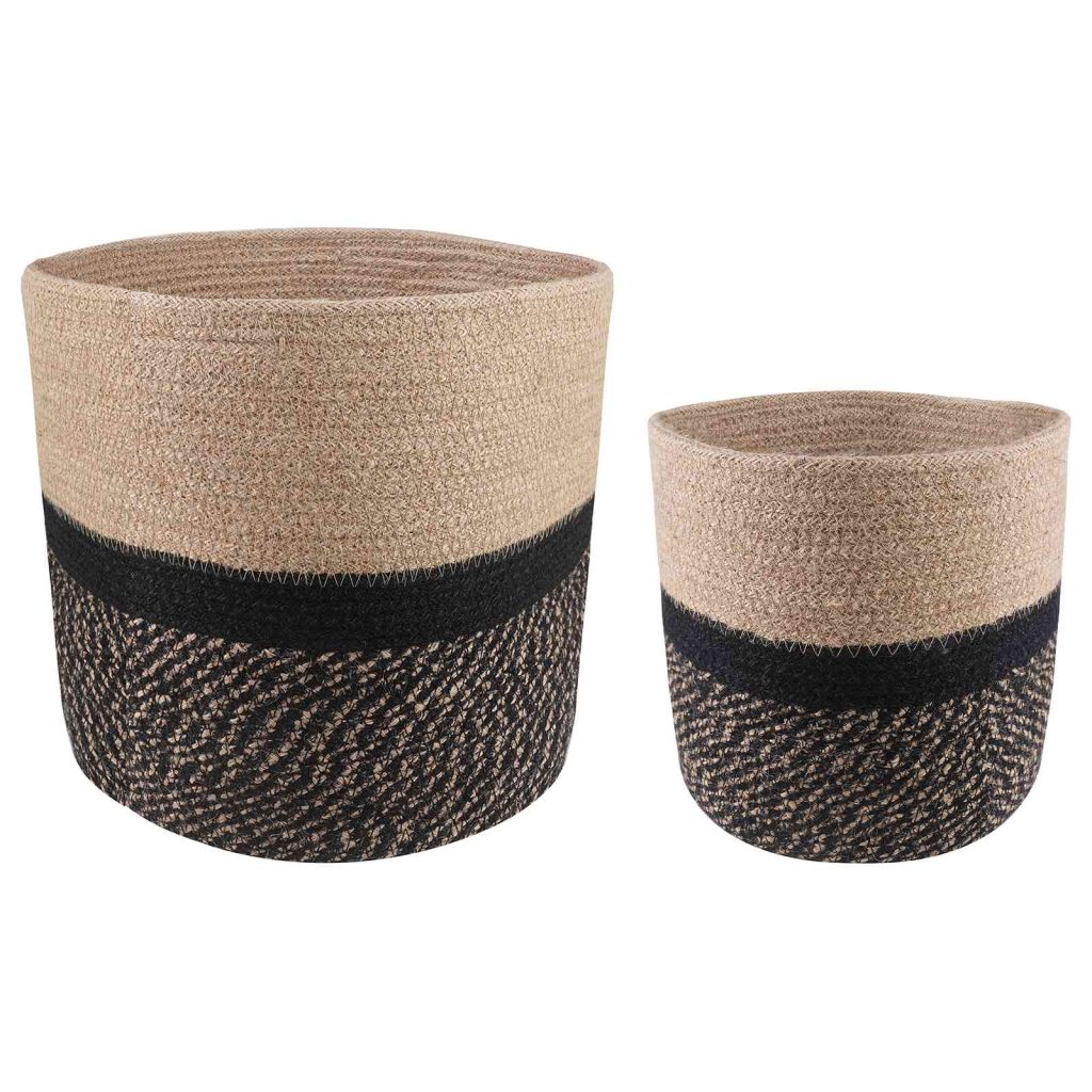 Kasviruukku Setti 2 pcs Luonnollinen ja musta Ø 28 x 28 cm