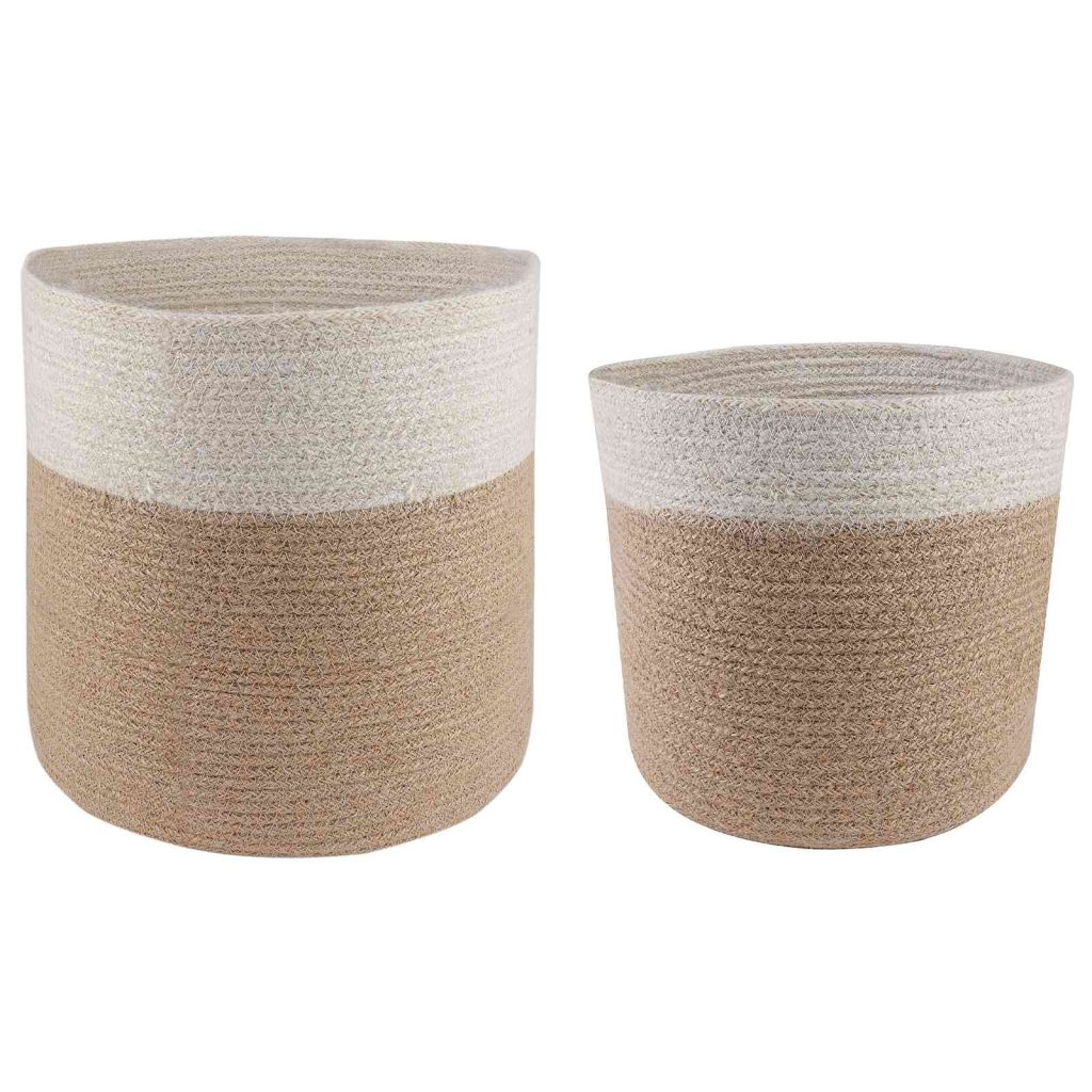 Kasviruukku Setti 2 pcs Luonnollinen ja valkoinen Ø 28 x 28 cm