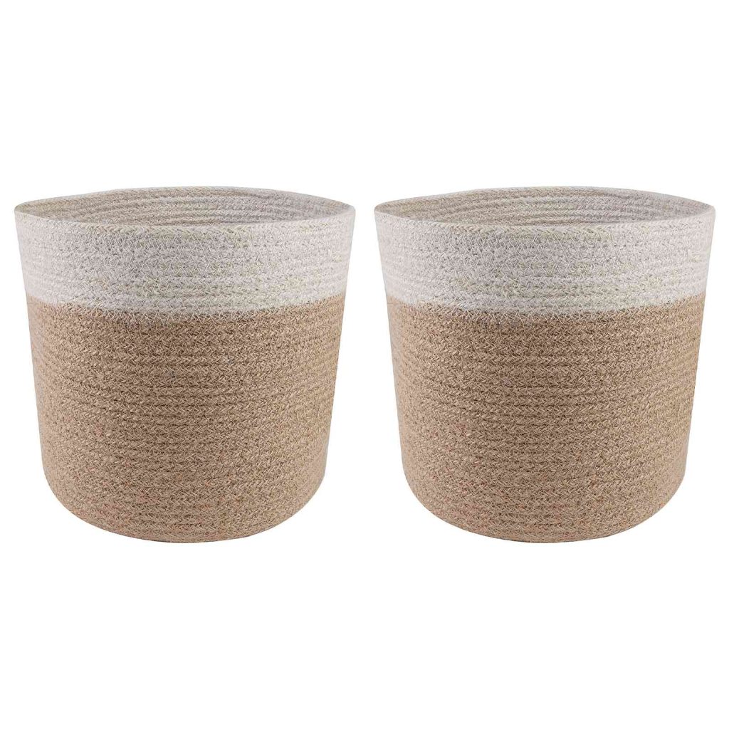 Kasviruukku Setti 2 pcs Luonnollinen ja valkoinen Ø 21 x 21 cm