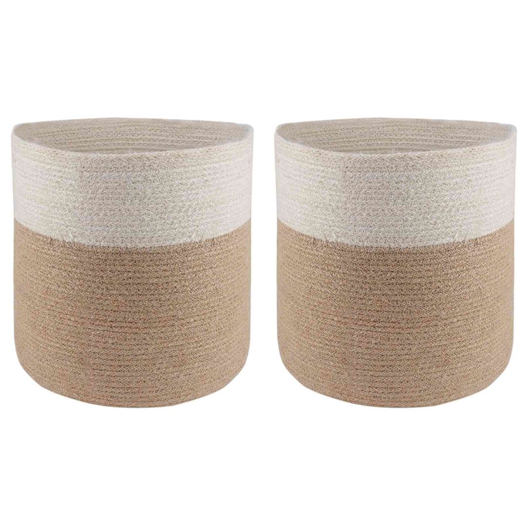 Kasviruukku Setti 2 pcs Luonnollinen ja valkoinen Ø 28 x 28 cm