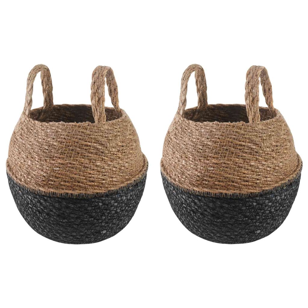 Kasviruukku kahvoilla 2 pcs Musta Ø 22 x 20 cm 100% Meriheinä