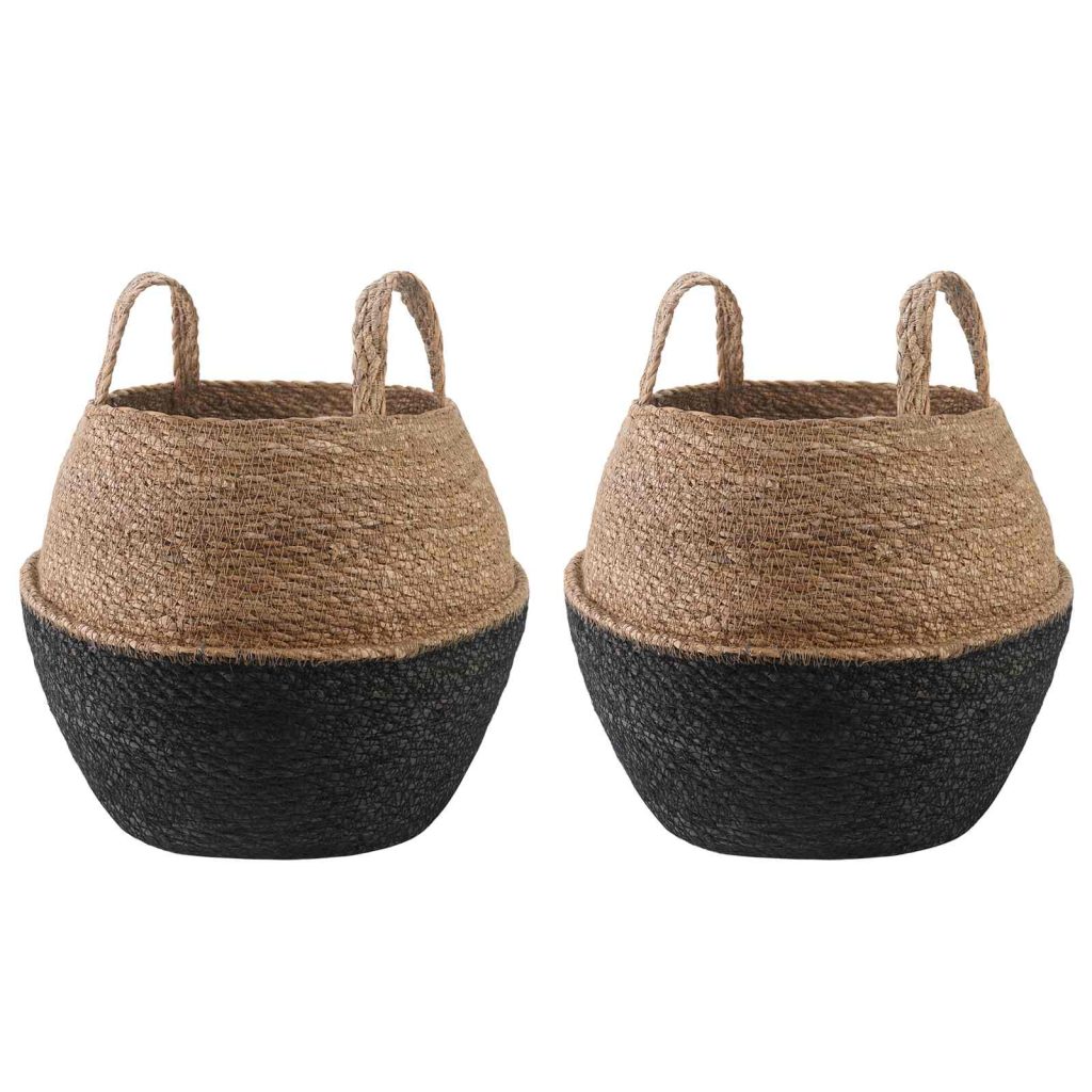 Kasviruukku kahvoilla 2 pcs Musta Ø 32 x 32 cm 100% Meriheinä