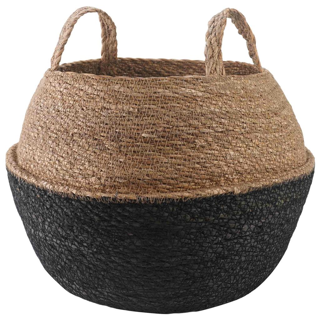 Kasviruukku kahvoilla Musta Ø 45 x 36 cm 100% Meriheinä