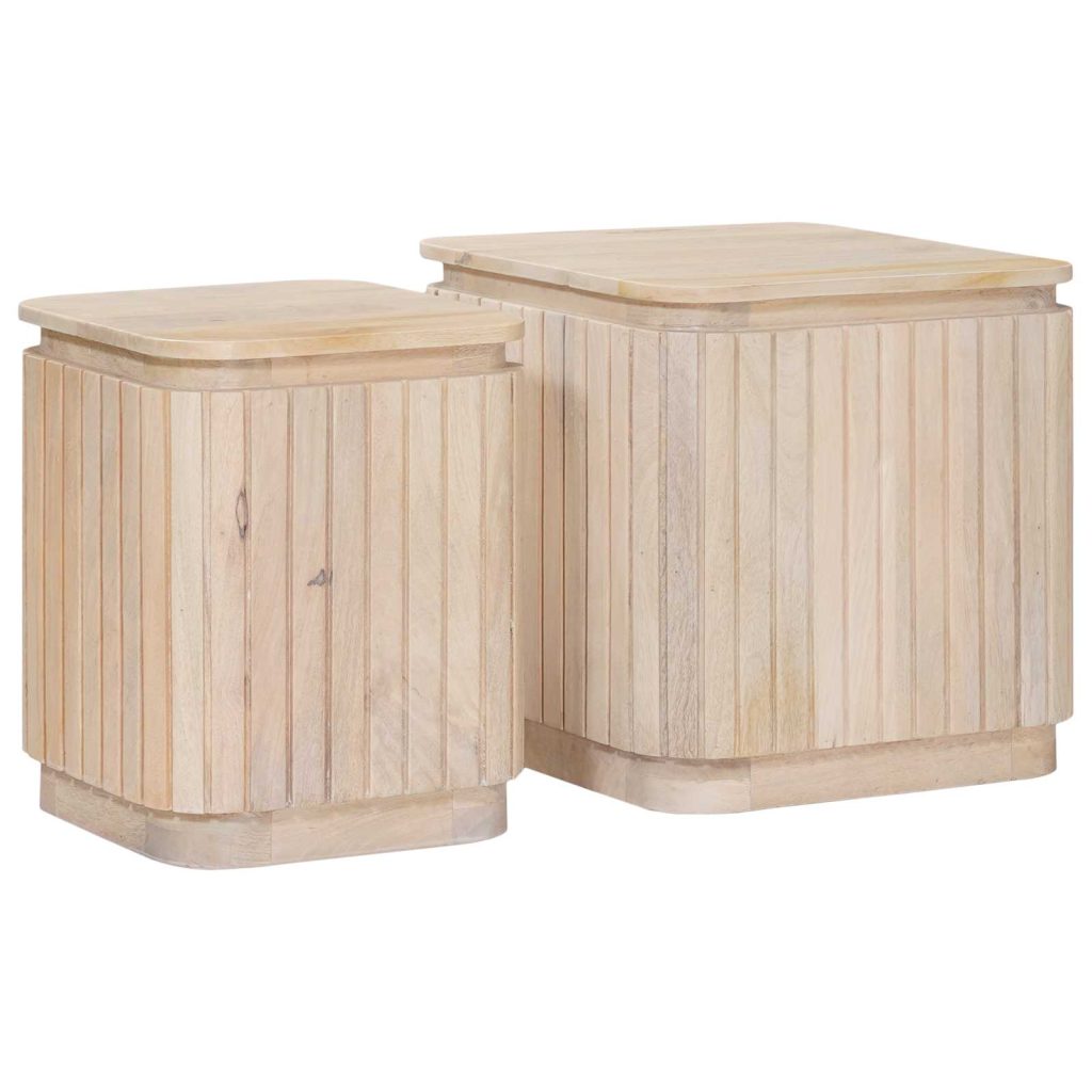 Käsintehty sivupöytäsetti 2 pcs valkoinen 45 x 45 x 45 cm