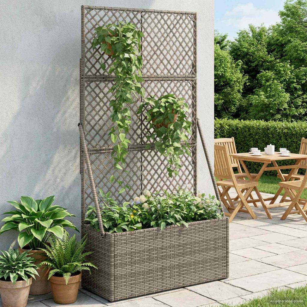 Puutarhan ruukku trellisillä Harmaa 70 x 30 x 135 cm