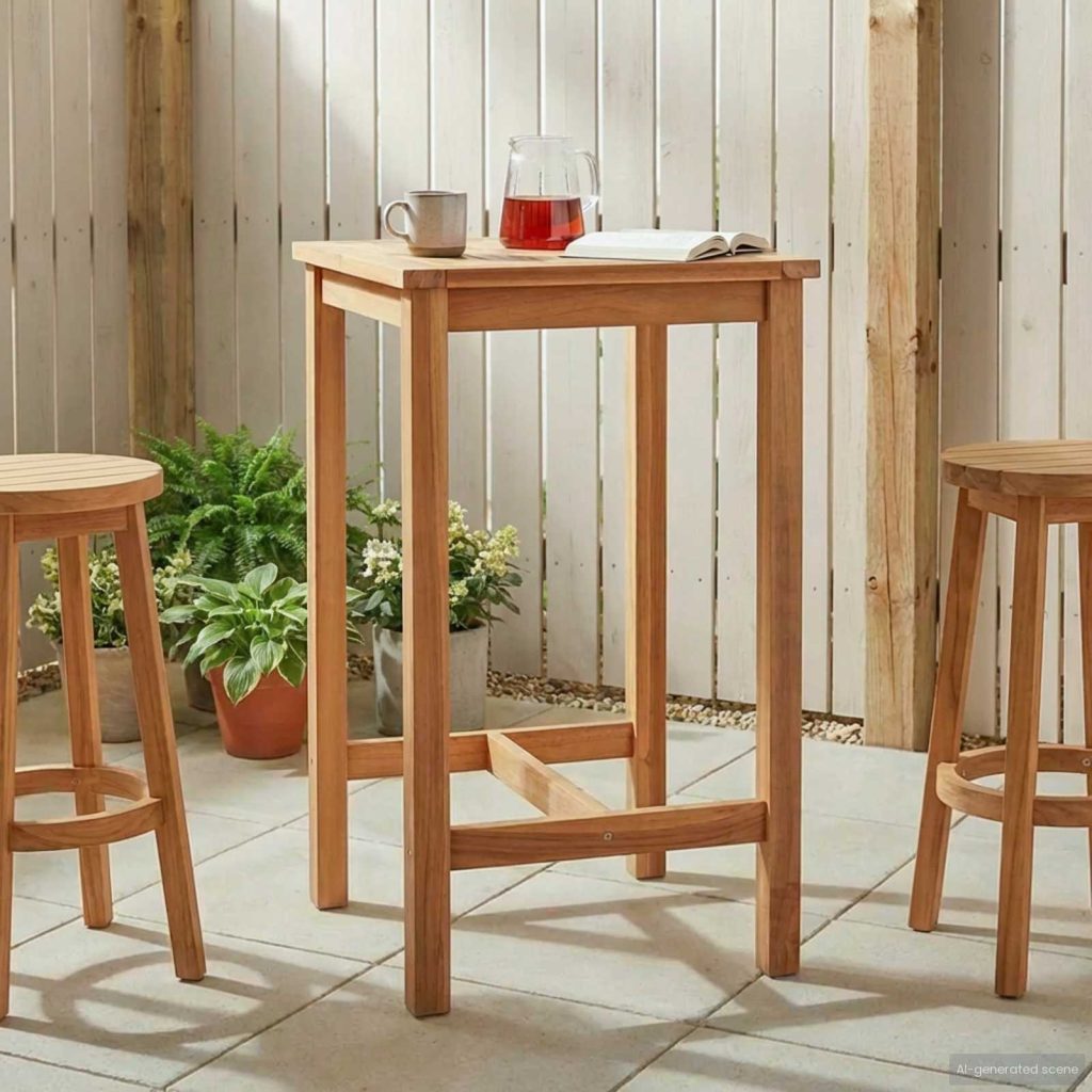 Baaripöytä Luonnollinen 60 x 60 x 105 cm Tiikki