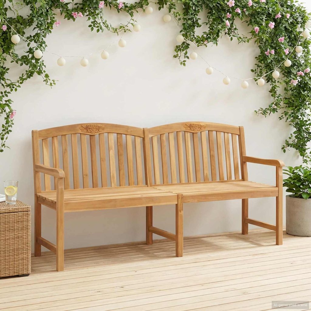Käsintehty Ruusupenkki Luonnollinen 150 x 60 x 90 cm Tiikkipuu