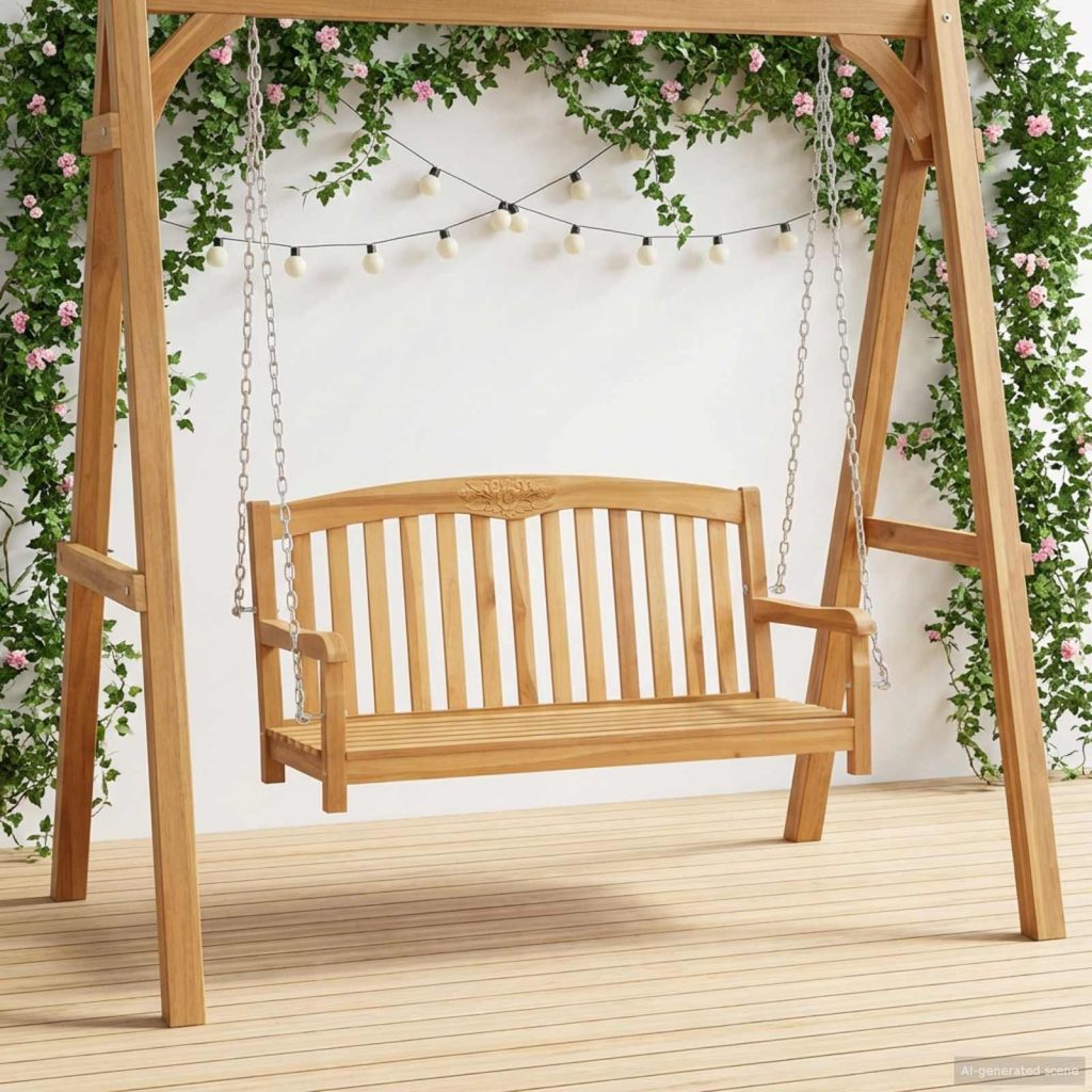 Keinupenkki Luonnollinen 114 x 61 x 61,5 cm Tiikkipuu