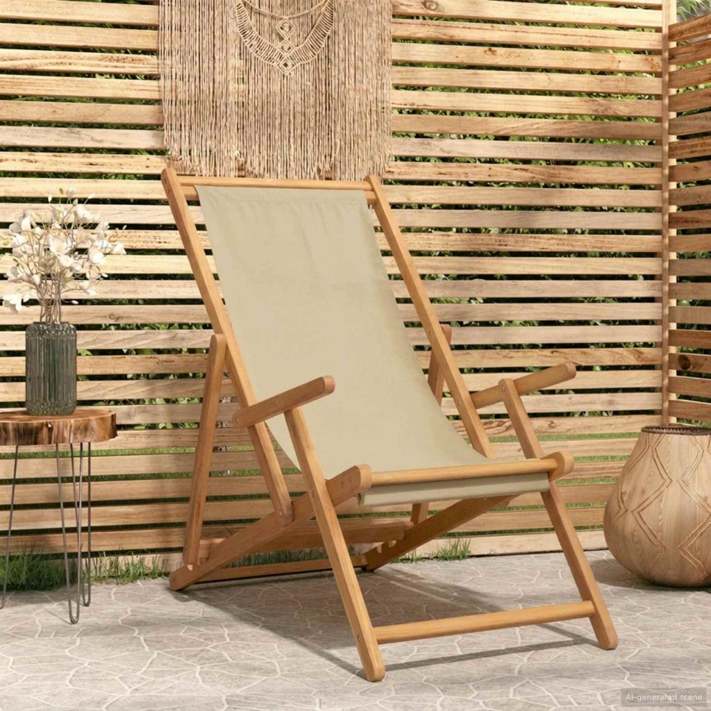 Rantatuoli Beige Tiikkipuu