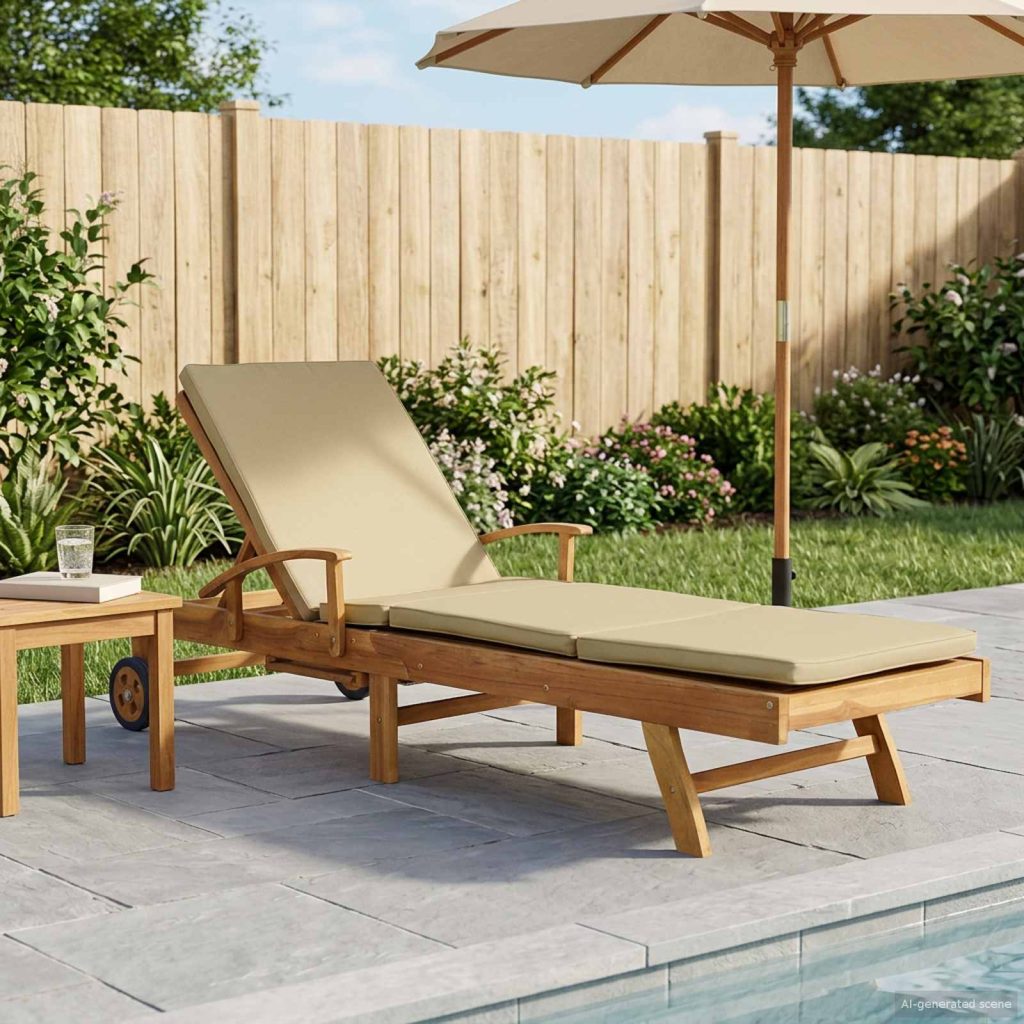 Aurinkotuoli 100% polyesteria, vankka teak