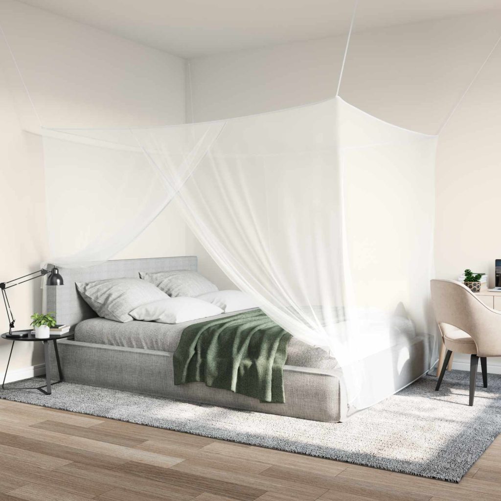 Hyönteissuoja sängylle 156 verkko 3 pcs valkoinen Polyesteri