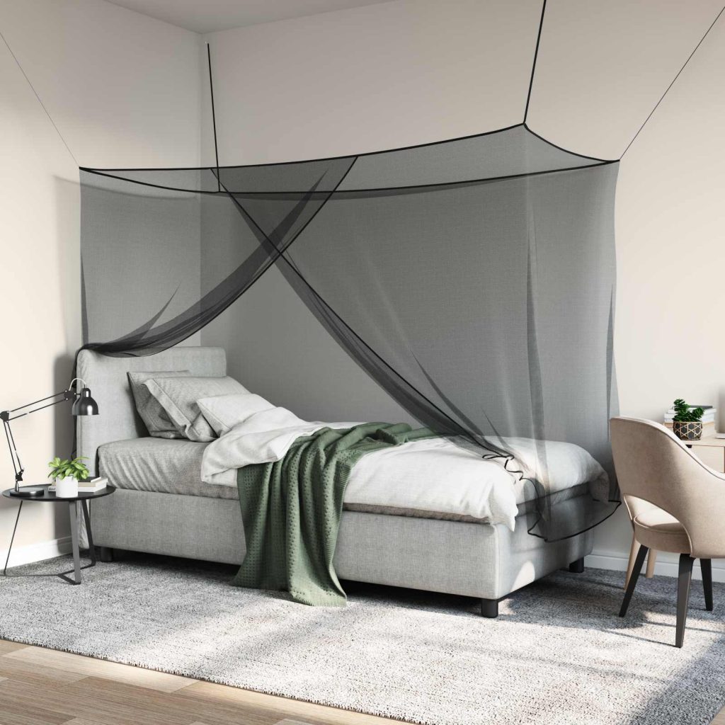 Hyönteissuoja sängylle 156 verkko Musta 220 x 100 x 150 cm