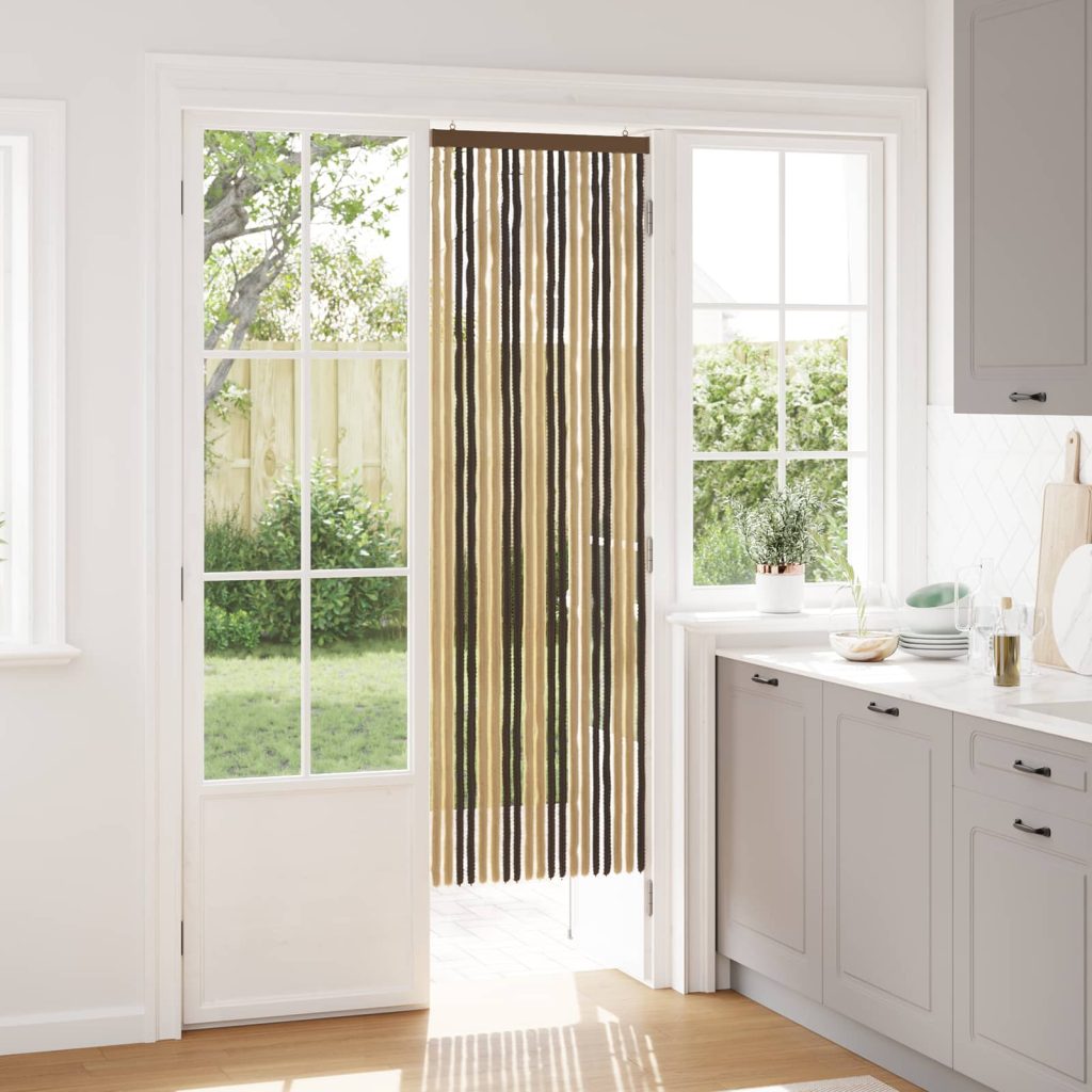 Hyönteiskangas Chenille Tumma ruskea ja beige 56 x 185 cm
