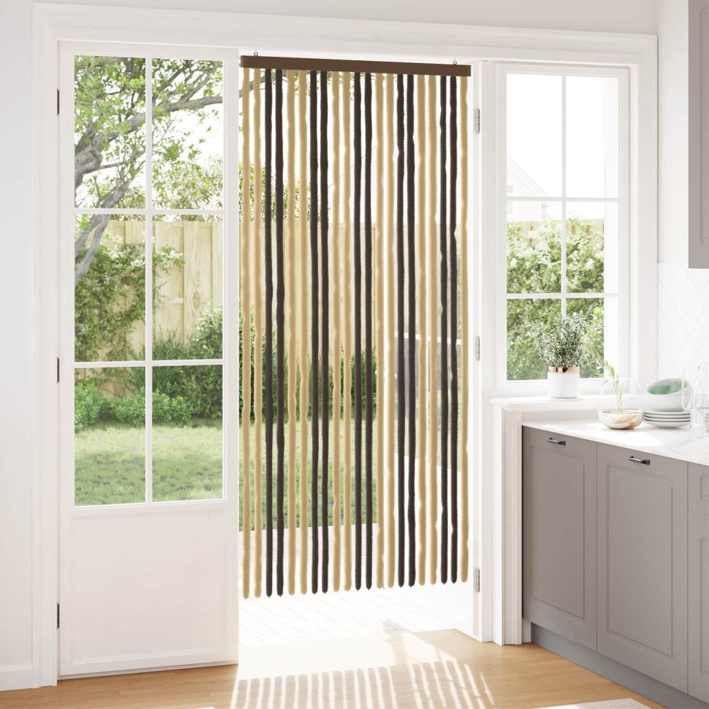 Hyönteiskangas Chenille Tumma ruskea ja beige 90 x 200 cm