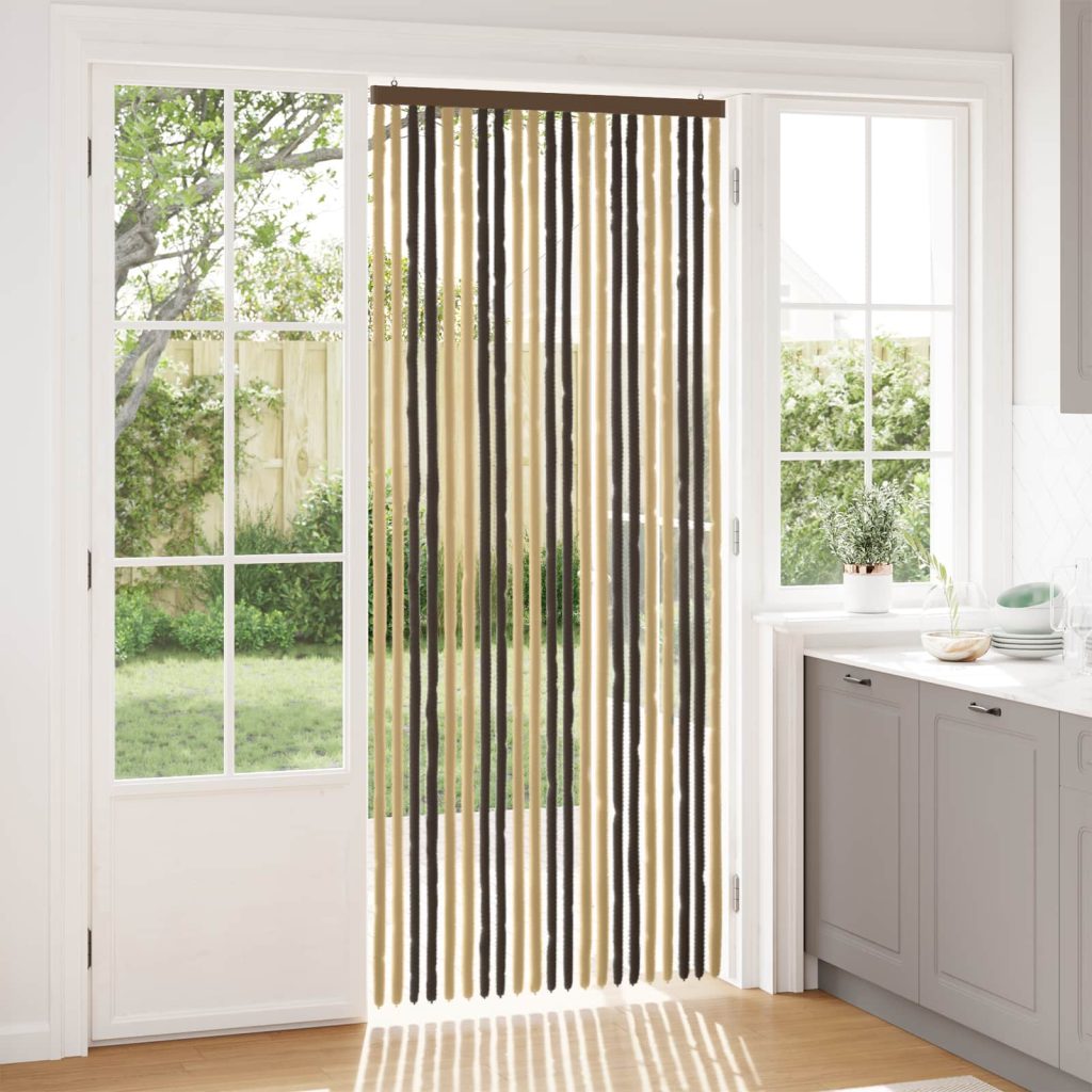 Hyönteiskangas Chenille Tumma ruskea ja beige 90 x 220 cm