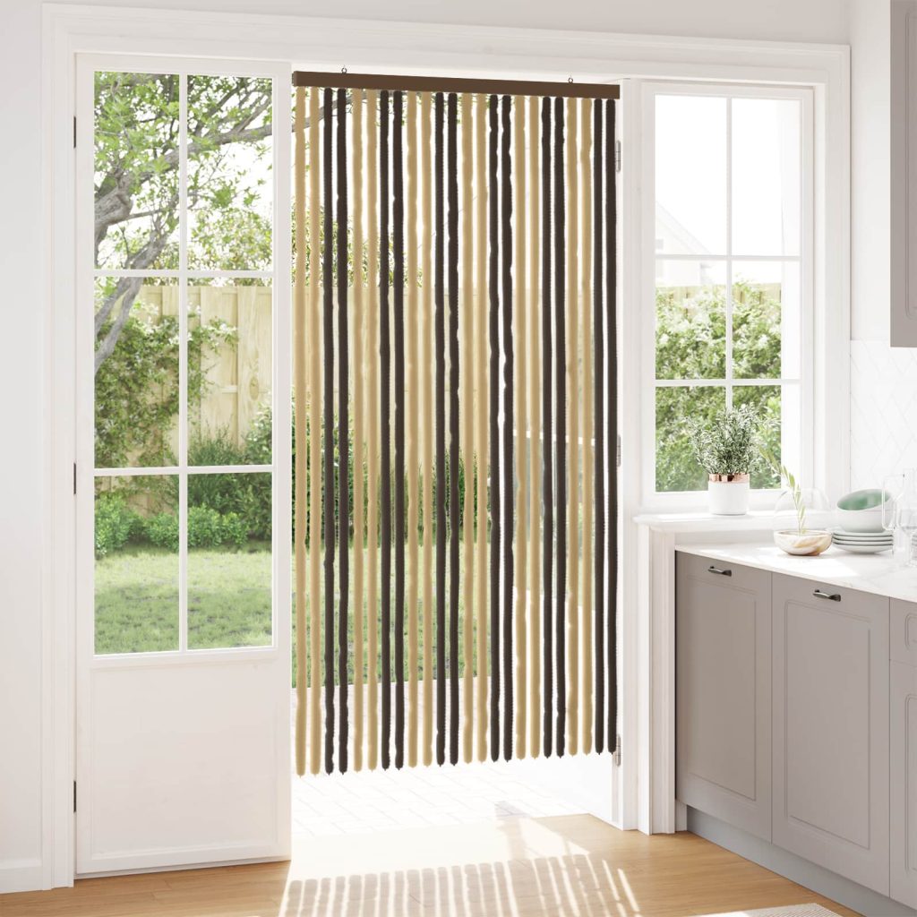 Hyönteiskangas Chenille Tumma ruskea ja beige 100 x 200 cm
