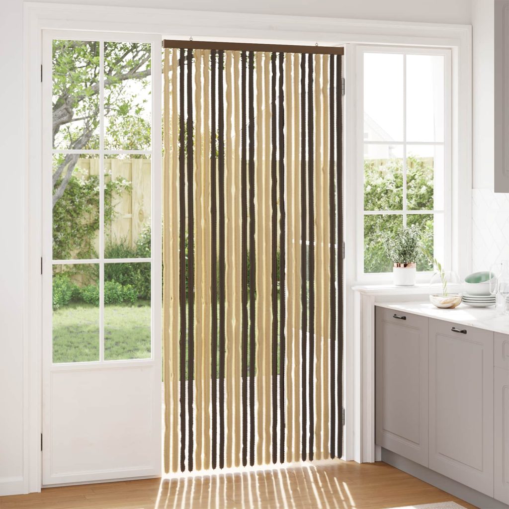 Hyönteiskangas Chenille Tumma ruskea ja beige 100 x 220 cm