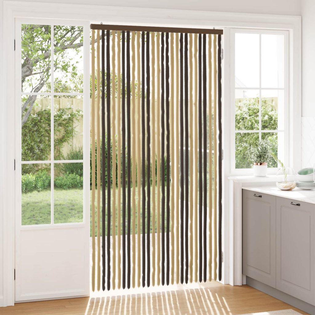 Hyönteiskangas Chenille Tumma ruskea ja beige 118 x 220 cm