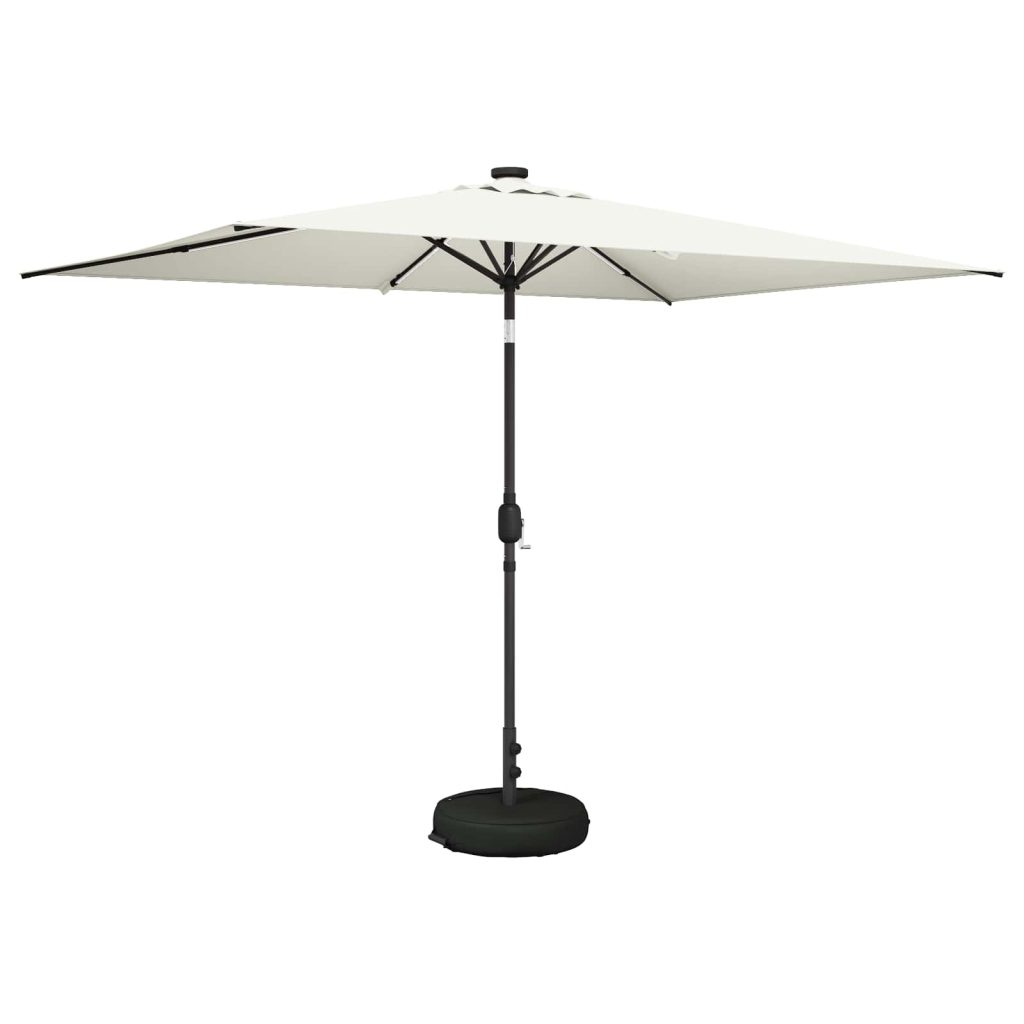 Puutarha Parasol LED Valoilla 200 x 300 cm Polyesteri Kerma