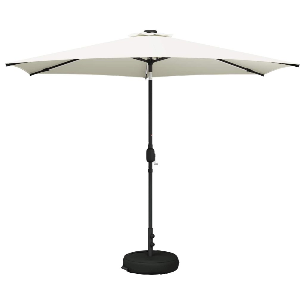 Puutarha Parasol LED Valoilla 300 x 300 cm Polyesteri Kerma