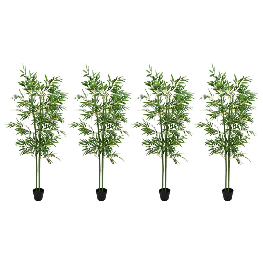 Keinotekoinen bambupuu 4 pcs Vihreä 60 x 18 x 190 cm