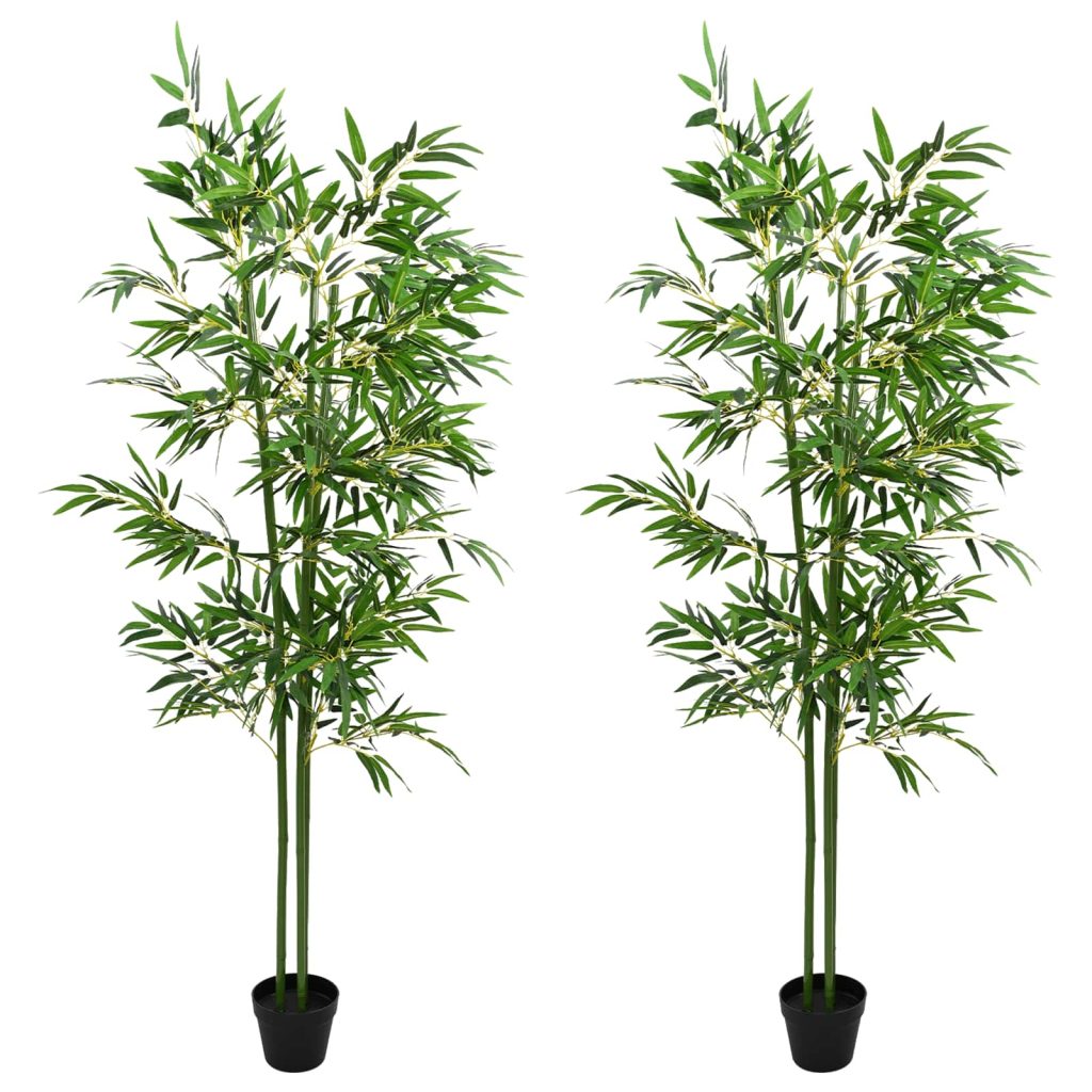 Keinotekoinen bambupuu 2 pcs Vihreä 60 x 18 x 190 cm