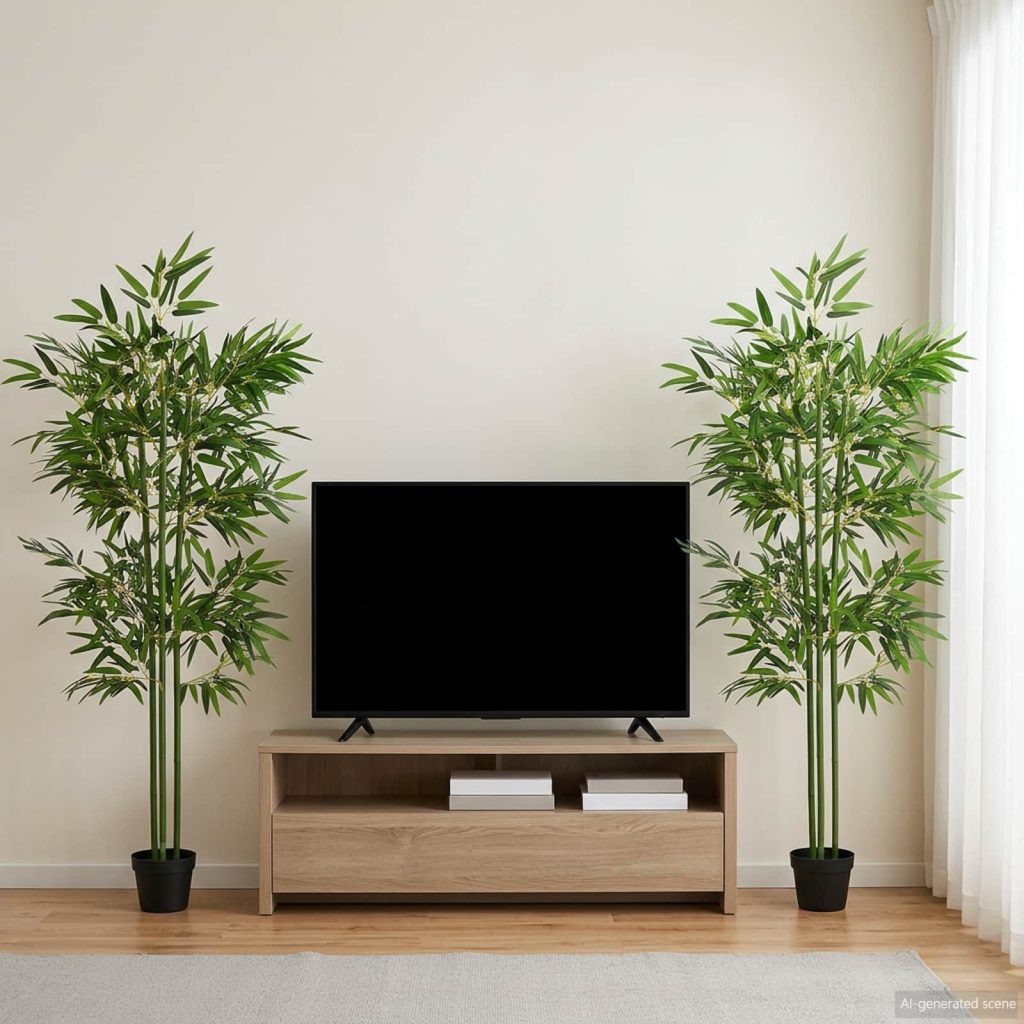 Keinotekoinen bambupuu 2 pcs Vihreä 45 x 18 x 175 cm