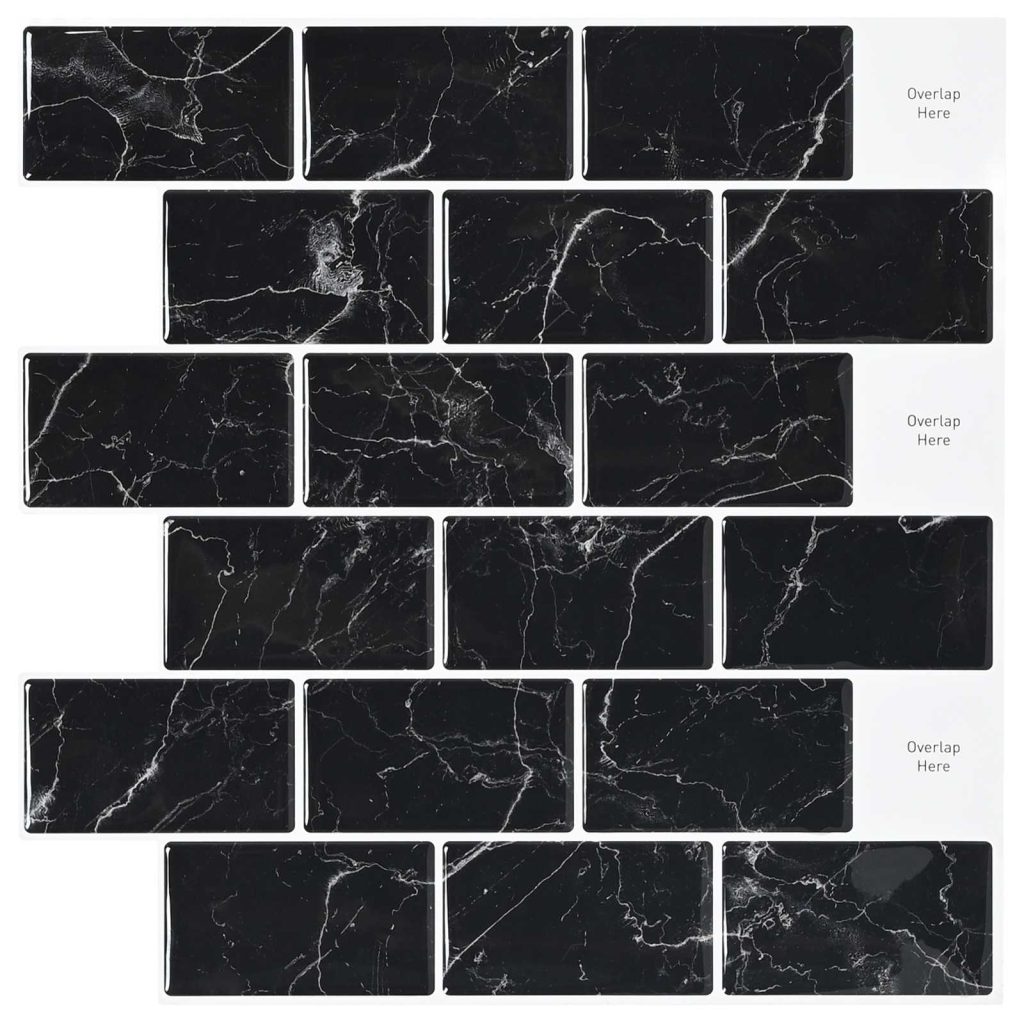 Metrolaatta 10 pcs Musta marmori 30 x 30 cm Polyuretaani ja PET