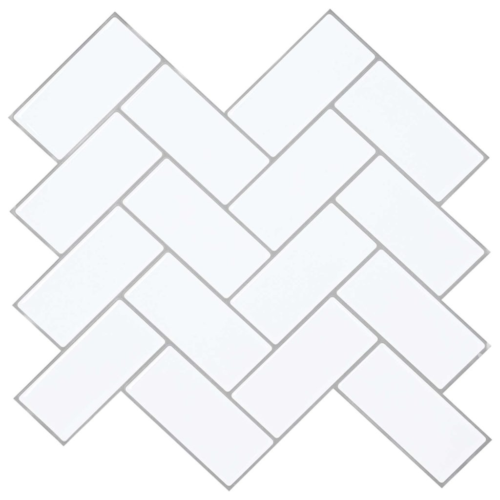 Herringbone-laatta 10 pcs Valkoinen harmaa 30 x 30 cm