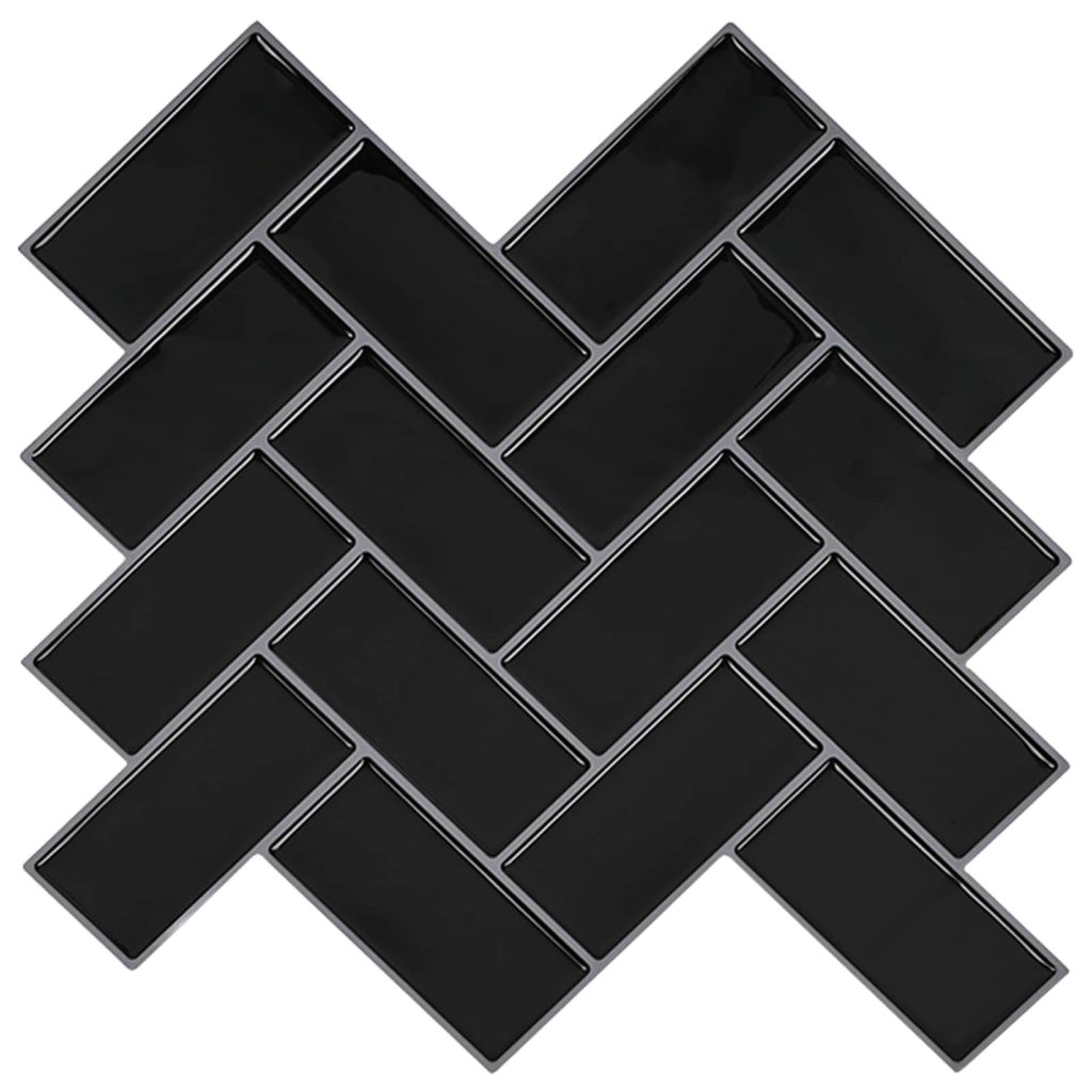Herringbone-laatta 10 pcs Musta 30 x 30 cm Polyuretaani ja PET