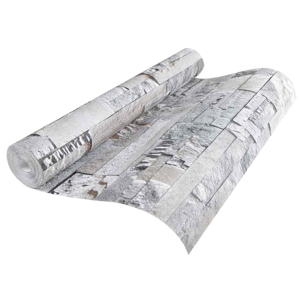 3D kivitapetti Harmaa 10 x 0,53 m Ei-kudottu kangas