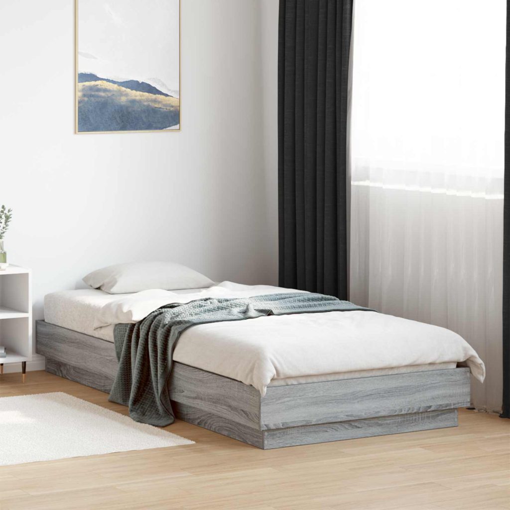 Sängyn runko LED-valolla Harmaa Sonoma 80 x 200 cm Tekninen puu